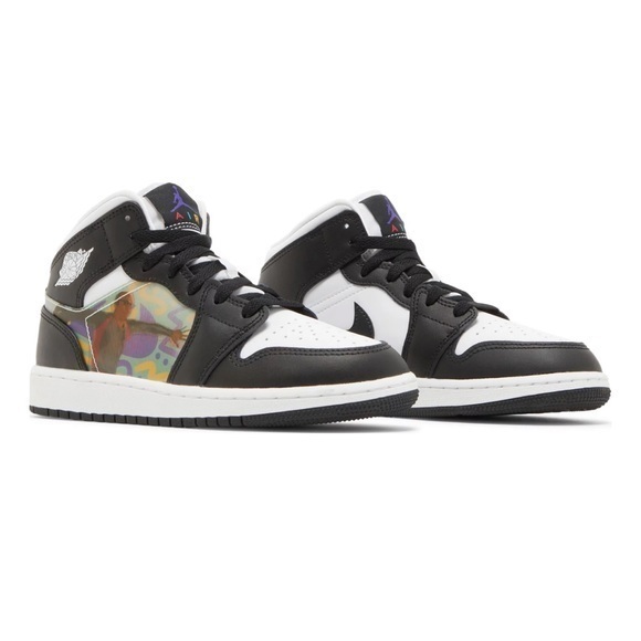 Air Jordan 1 Mid (GS) | Retro Black / Dark Concord / ‘Holograms’ | 6Y : 7.5W~NIB - Picture 1 of 15